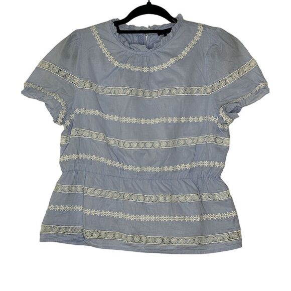 J. Crew Blouse Top Women's Daisy Chain Lace Peplum Ruffle Medium - Picture 3 of 8